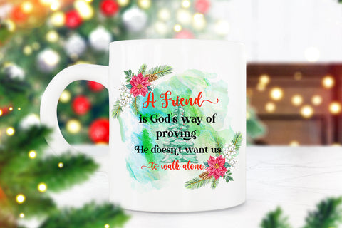 A Friend Is God's Way I Best Friend Christmas Ornament PNG Sublimation Happy Printables Club 