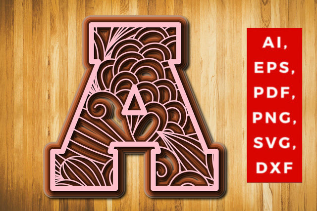 A Layered Floral Alphabet SVG cut file, laser cut alphabet, mandala alphabet, 5 layer SVG MD JOYNAL ABDIN 