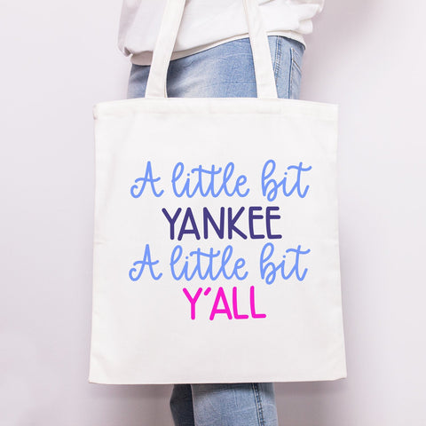 A Little Bit Yankee A Little Bit Y'all Hand Lettered Cut File SVG PNG DXF SVG Cursive by Camille 