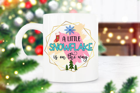 A Little Snowflake Is on the Way I Christmas Ornament PNG Sublimation Happy Printables Club 