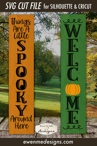 A Little Spooky - Welcome Pumpkin - Porch Sign SVG SVG Ewe-N-Me Designs 