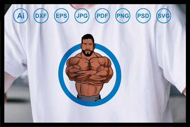 A man Bodybuilder design illustration SVG Leamsign Studio 