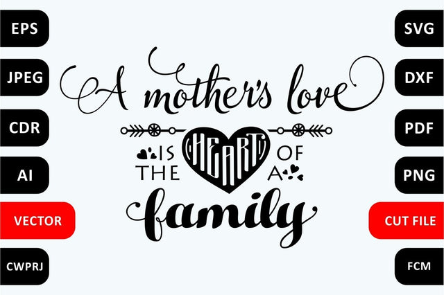 A mothers love is the heart of a family. Family SVG Quote cut file SVG Zoya Miller 