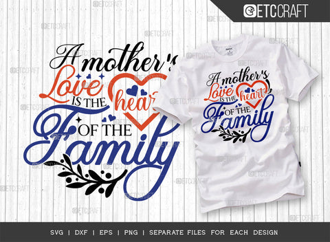 A Mother's Love Is The Heart Of The Family SVG Cut File | Mother's Day Bundle | Mother's Day Gift Svg | Mothers Quote Design | ETC T00011 SVG ETC Craft 