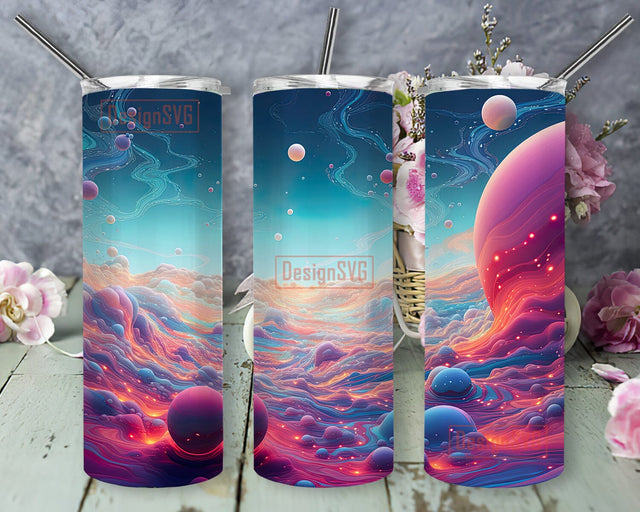 A New Scifi 20oz Skinny Tumbler Png, Scifi Desktop Wallpaper With Planets Flying Above The Clouds Png, Moon Desktop Wallpaper Tumbler, Sci-fi Moon Galaxy Space Png Sublimation DesignSVG 