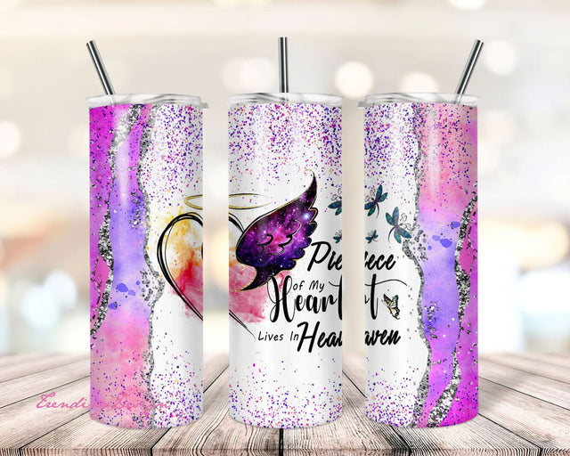 A Piece of My Heart is in Heaven Tumbler 20oz Skinny Straight & Tapered,Template For Sublimation,Memorial Tumbler Design Png--FREE 9 DESIGNS Sublimation TrendingDesign 