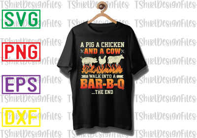A Pig A Chicken and A Cow Walk Into A Bar-B-Q Svg, Barbecue Quotes Svg, BBQ Svg, Grill Svg, BBQ Timer Svg, Grill Master Svg, Png, Eps, Dxf Files SVG DesignTShirt 