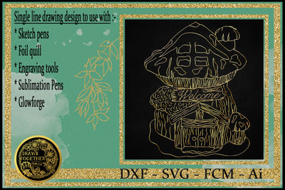 A Single line for Foil Quill - Cute Gnomes Mushroom Home Sketch DESIGN DrawnTogether with love 