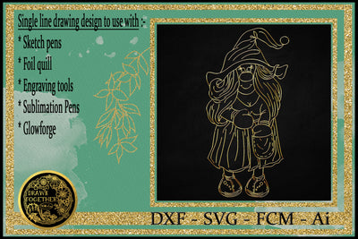 A Single line Sketch for Foil Quill - Cute Lady Gnome - Mable Sketch DESIGN DrawnTogether with love 