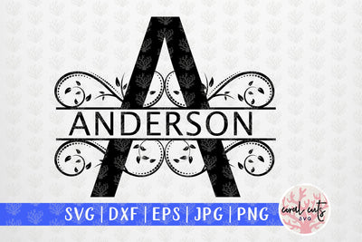 A to Z Swirl Split Alphabet Monogram - Svg EPS DXF PNG File SVG CoralCutsSVG 