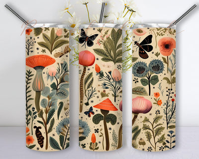 A Wild Botanical Toadstool 20oz Skinny Tumbler Png, Mushroom Gifts For Friend Png, Botanical Plant Gift Ideas Png, Mushroom Tumbler Sublimation PixelChick 