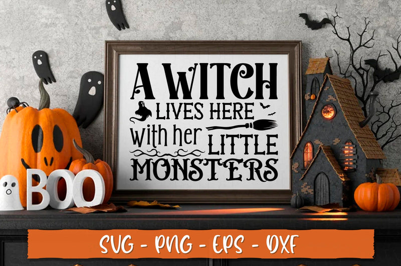 A witch lives here with her little monsters Sign SVG SVG Shetara Begum 