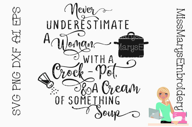 A Woman with a Crock-Pot SVG MissMarysEmbroidery 