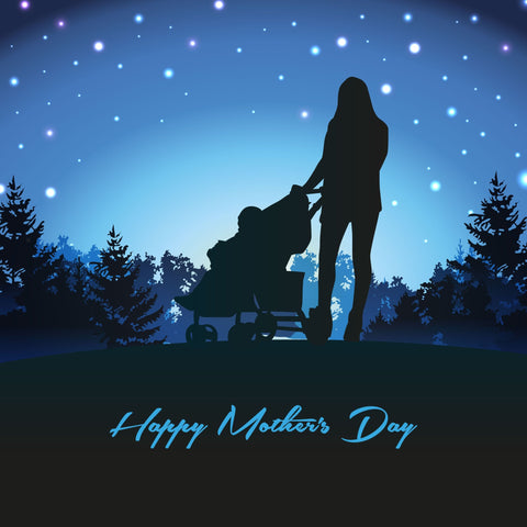 A young Mother walks with a baby in a stroller at night. Woman with a newborn baby on a walk in a baby carriage. Flat character design isolated on white background SVG naemmiah021 