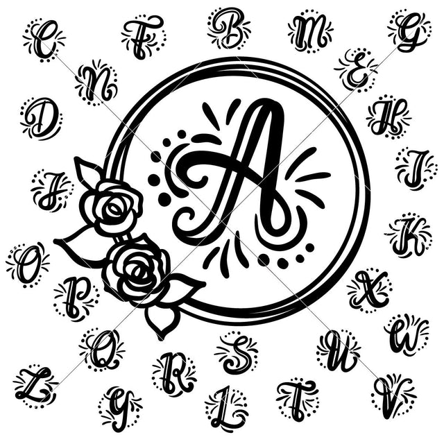 A-Z hand lettered Initials (SVG) SVG Chameleon Cuttables 
