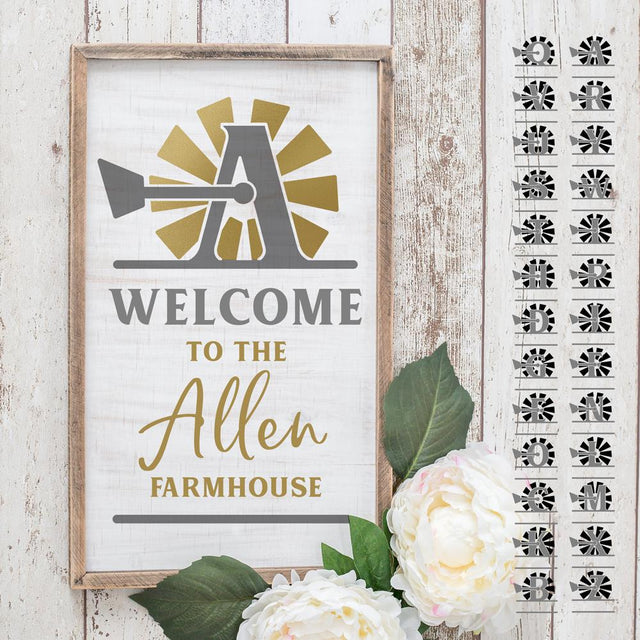 A-Z Windmill split Designs - Farmhouse Farm SVG Chameleon Cuttables 