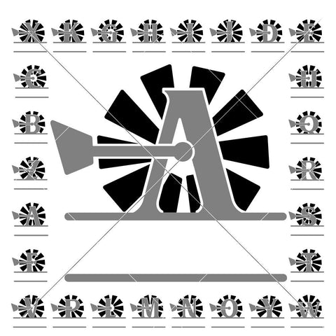 A-Z Windmill split Designs - Farmhouse Farm SVG Chameleon Cuttables 