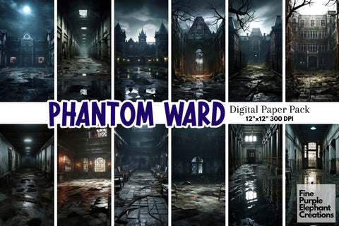 Abandoned Hospital | Scary Halloween Digital Pattern Fine Purple Elephant Creations 