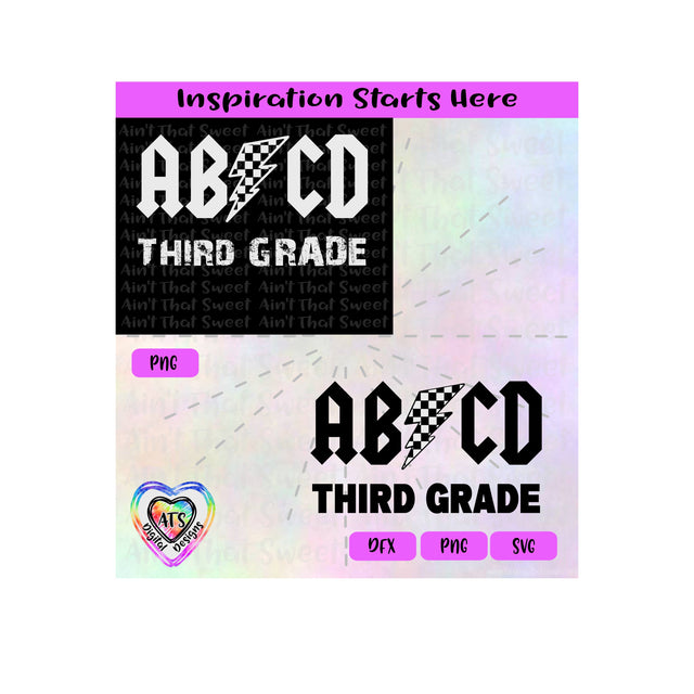 ABCD Third Grade | Lightning Bold | Racing Flag Pattern - Transparent png, svg, dxf - Silhouette, Cricut, ScanNCut SVG Aint That Sweet 