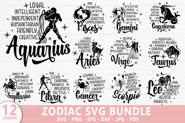 About Zodiac SVG Bundle, Astrology SVG SVG FiveStarCrafting 