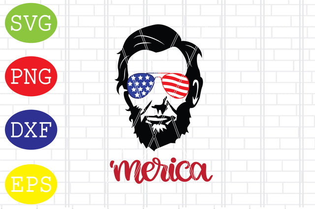 Abraham Lincoln Merica Svg, Abraham Lincoln Head SVG, Merica, Flag Bandana, President SVG DigitalSvgFiles 