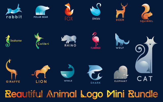 Abstract Animals logo gradient colorful style Collection SVG naemmiah021 