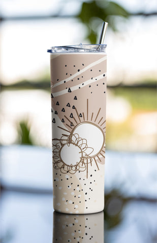 Abstract Boho 20oz Skinny Tumbler, Abstract Girl Tumbler Png, Abstract Sun Design Png, Abstract Leaves Png, Abstract Art Sublimation Design, Digital Download Sublimation Rabbitmakies 
