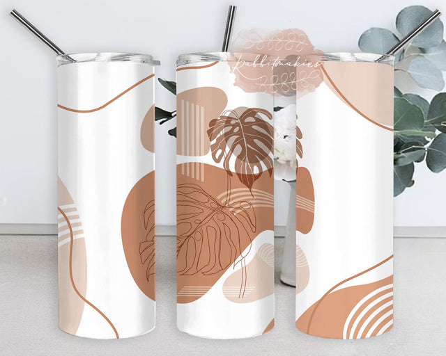 Abstract Boho Art 20oz Skinny Tumbler, Boho Tropical Leaves Tumbler Design, Boho Monstera Design Png, Boho Leaves Sublimation Design, Digital Download Sublimation Rabbitmakies 
