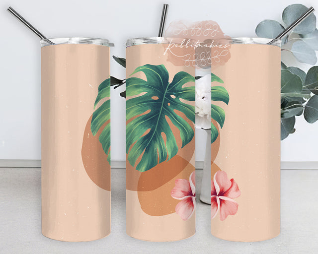 Abstract Botanical Design Tumbler, Boho Leaves Flower 20oz Skinny Tumbler, Boho Monstera Sublimation Design, Digital Download Sublimation Rabbitmakies 