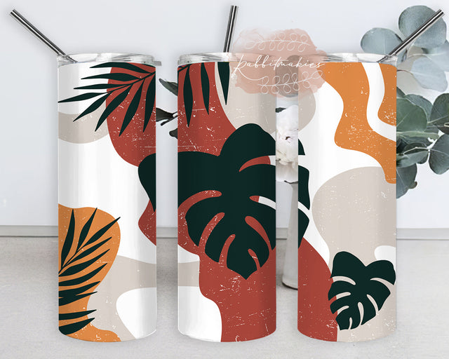 Abstract Botanical Design Tumbler, Tropical Leaf 20oz Tumbler Wrap, Boho Monstera Tumbler Png, Botanical Sublimation Design, Instant Download Sublimation Rabbitmakies 