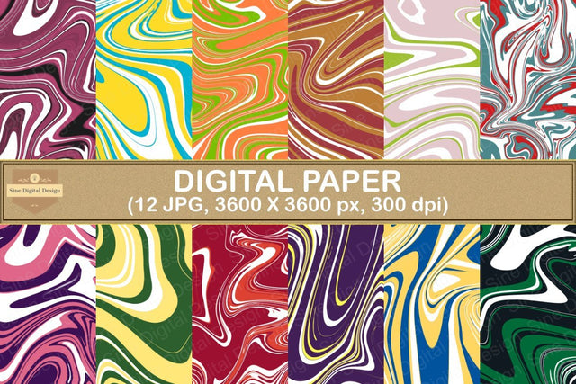 Abstract Colorful Marble Digital Paper Backgrounds Digital Pattern SineDigitalDesign 