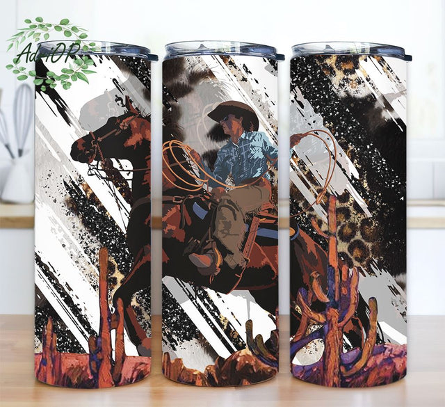 Abstract Cowboy Cactus Tumbler Wrap, Rustic Country Skinny Tumbler, 20 oz Skinny Tumbler Sublimation Design, Download DIGITAL ONLY Sublimation AdriOP 