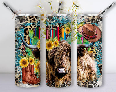 Abstract Cowboy Cactus Tumbler Wrap, Rustic Country Skinny Tumbler, 20 oz Skinny Tumbler Sublimation Design Sublimation PixelChick 