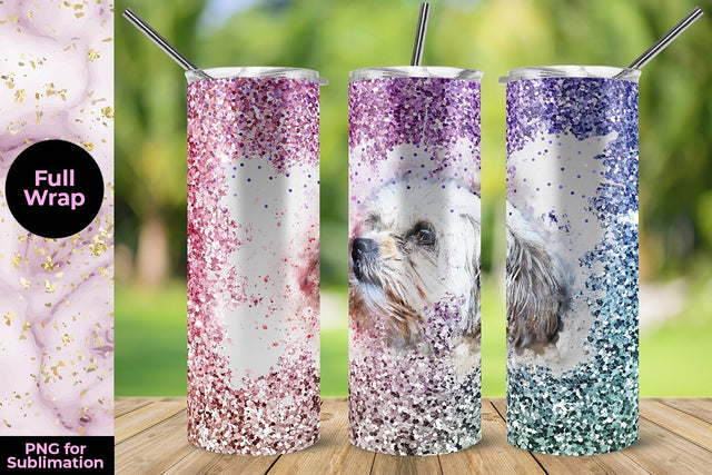 Abstract Cute Dog Face 20oz Skinny Tumbler Wrap Template Sublimation Sublimatiz Designs 
