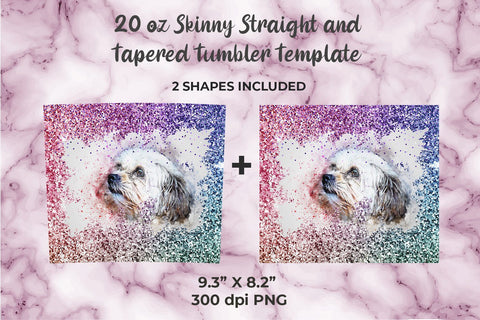 Abstract Cute Dog Face 20oz Skinny Tumbler Wrap Template Sublimation Sublimatiz Designs 