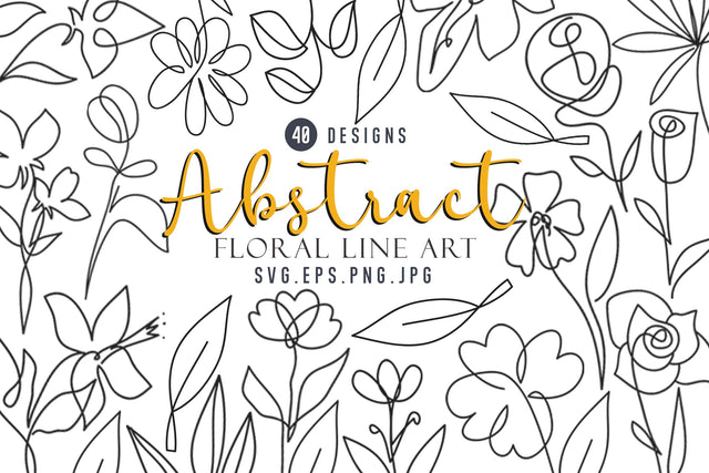 Abstract Floral Line Clipart Bundle SVG dapiyupi store 