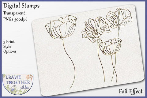 Abstract flowers set 1 - Single line Sketch | Digi stamps | DUO set Sketch DESIGN DrawnTogether with love 
