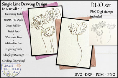 Abstract flowers set 1 - Single line Sketch | Digi stamps | DUO set Sketch DESIGN DrawnTogether with love 