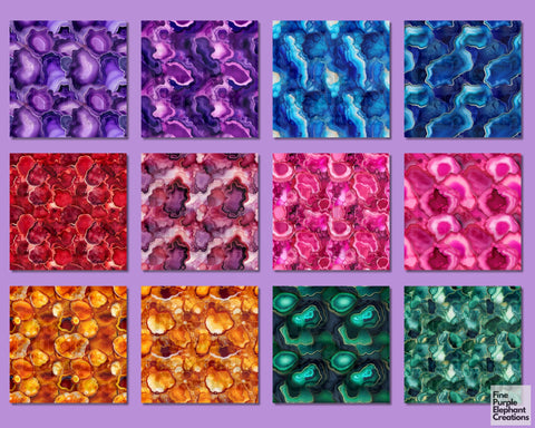 Abstract Geode Digital Paper | Gemstone Scrapbook Digital Pattern Fine Purple Elephant Creations 