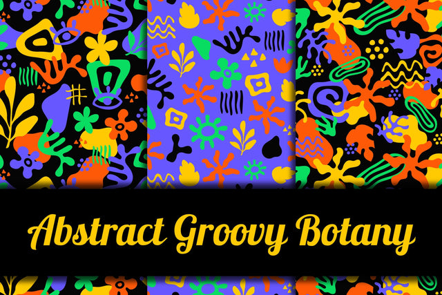 Abstract Groovy Botany Patterns Digital Pattern Rin Green 