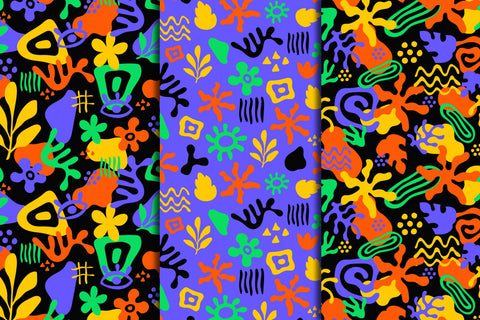 Abstract Groovy Botany Patterns Digital Pattern Rin Green 