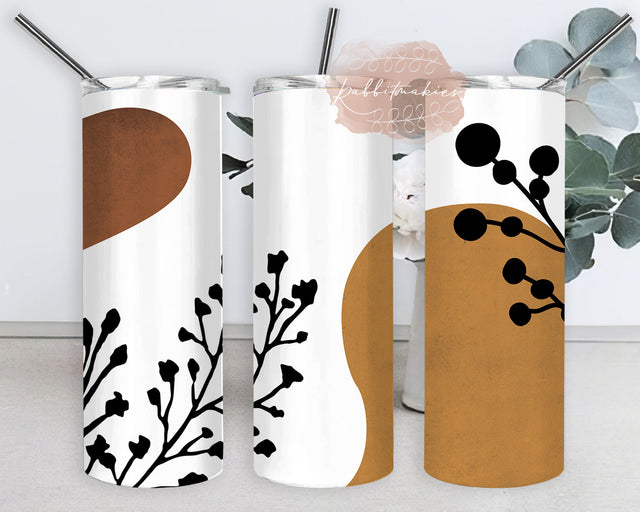 Abstract Minimal Leaves 20oz Skinny Tumbler, Boho Leaves Tumbler Design, Abstract Leaves Tumbler Wrap, Boho Tumbler Png, Digital Download Sublimation Rabbitmakies 