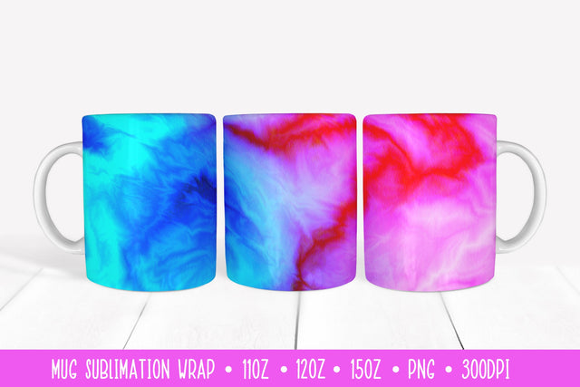 Abstract Mug Sublimation Design. Pink Blue Marbled Mug Wrap Sublimation LaBelezoka 