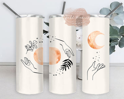 Abstract Mystic Hand 20oz Skinny Tumbler, Boho Sun and Moon Tumbler Png, Sun and Moon Design Png, Boho Sublimation Design, Digital Download Sublimation Rabbitmakies 