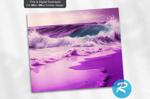 Abstract Purple Ocean Beach 20 oz / 30 oz Tumbler PNG Sublimation Regulrcrative 