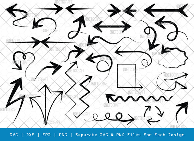 Abstract Shapes Arrows SVG Cut Files, Arrows Silhouette, Arrow Sign Svg, Hand Drawn Arrows Svg, Squiggly Arrows Svg, Arrow Doodles Svg, Arrows Bundle SVG ETC Craft 