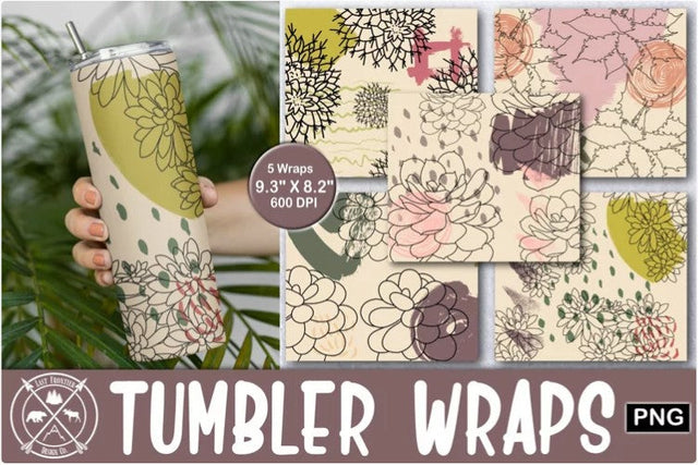 Abstract Succulent Tumbler Sublimation Bundle Sublimation Last Frontier Design Co. 