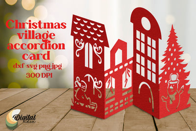 Accordion Card Paper. Christmas Village. Christmas Décor Paper Cut 3D 3D Paper Evgenyia Guschina 