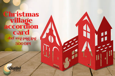Accordion Card Paper. Christmas Village. Christmas Décor Paper Cut 3D 3D Paper Evgenyia Guschina 