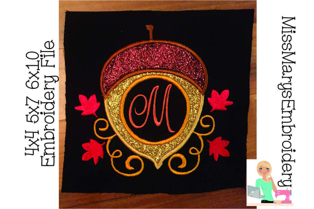 Acorn Applique Monogram Embroidery Frame Embroidery/Applique MissMarysEmbroidery 
